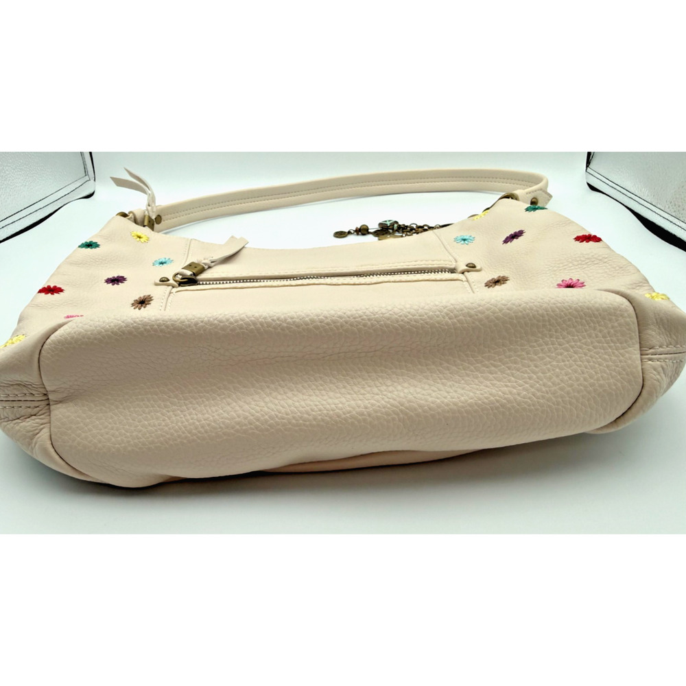 The Sak Sequoia Leather Hobo Bag in Stone With Embroidered Flowers Style 107136 - Picture 3 of 9
